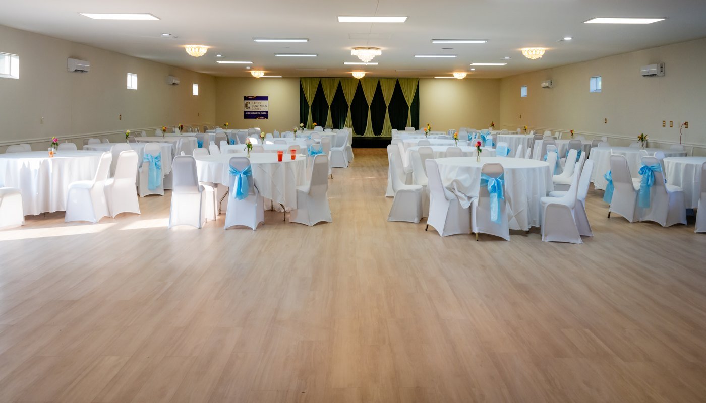 Tables arranged for a private celebration